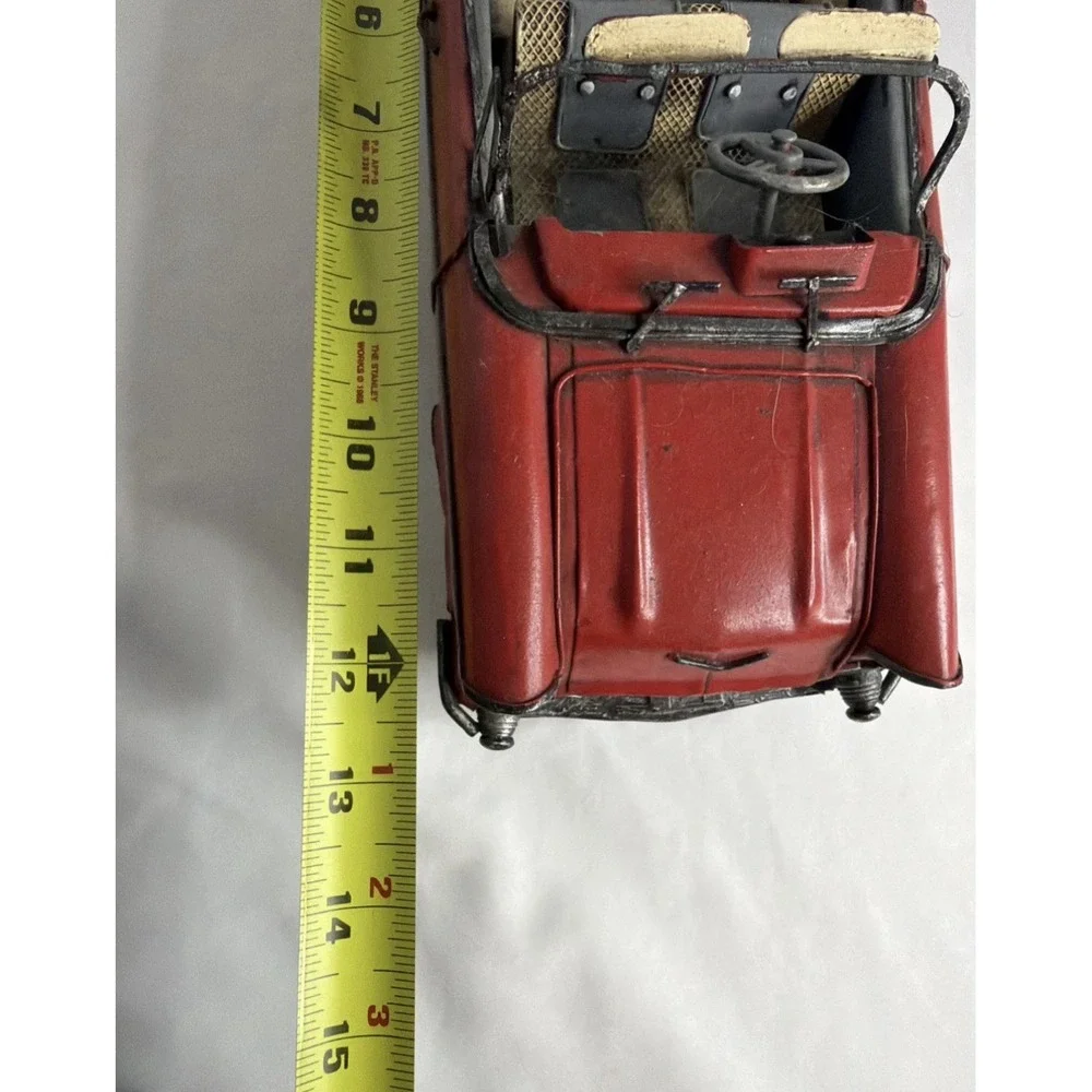 Vintage Red Tin Toy Convertible Car Vehicle - Age 17 Years & Up